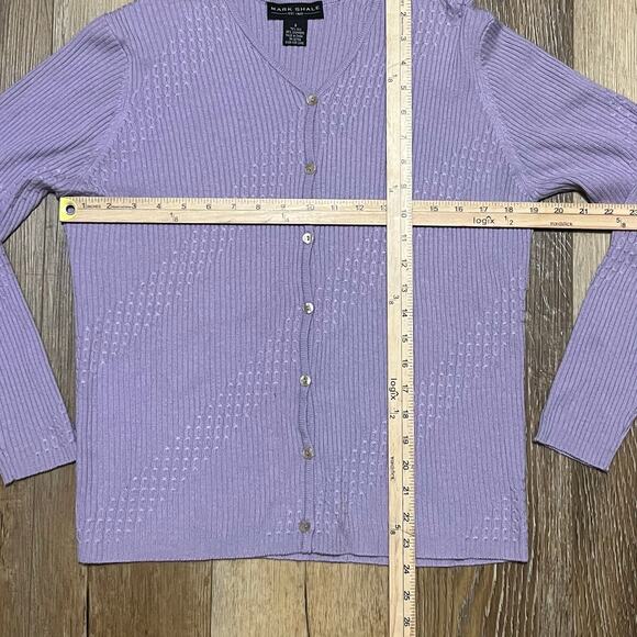 Mark Shale Silk Cashmere Cardigan Sweater Lilac Size Sm Long Sleeve Button Front - Picture 6 of 6